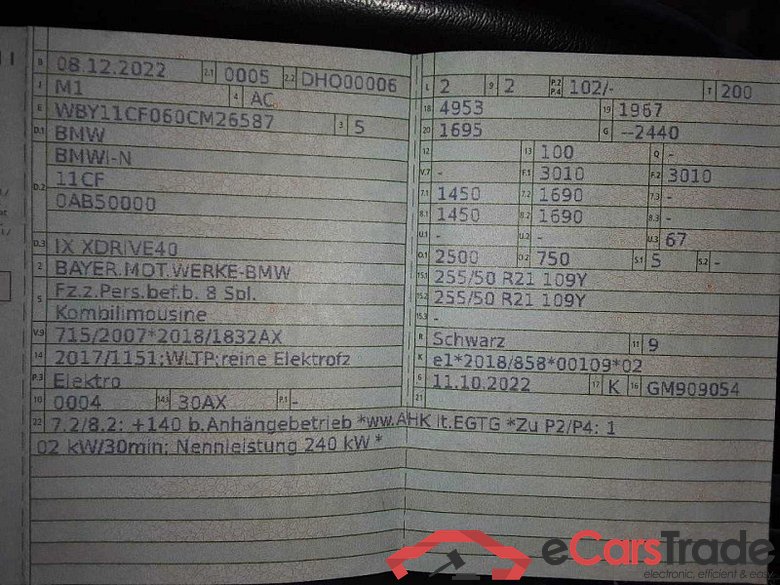BMW iX (I20)(07.2021->) DE - SUV5 xDrive40, xDrive40 Sport, 2021 - 2024 #6