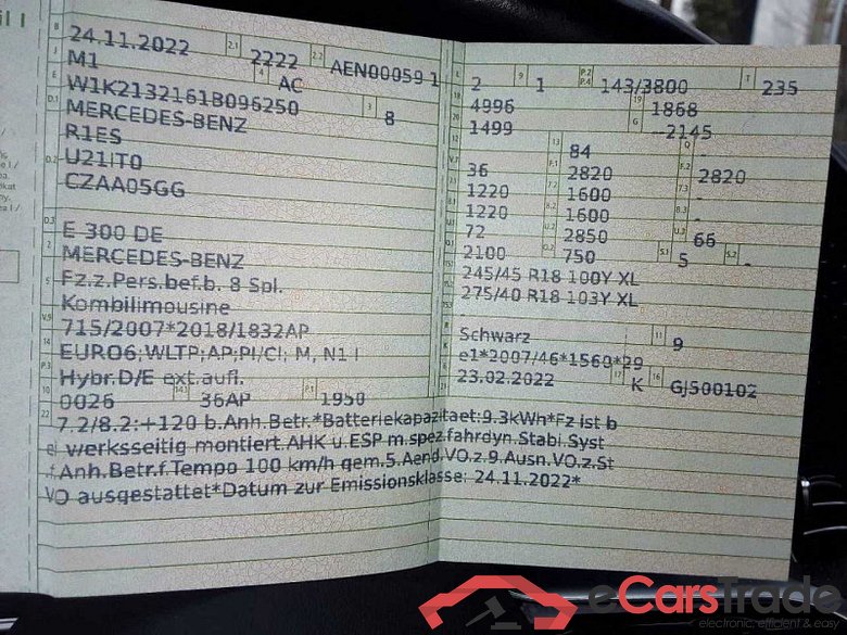 Mercedes-Benz E T-Modell (BM 213)(06.2016->) DE - Kb5 E 300 de EU6d, T de AMG Line (EURO 6d), (Facelift) 2020 - 2023 #3